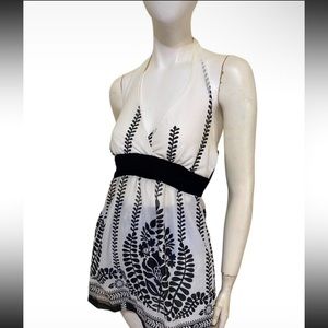 Vintage Y2K Charlotte Russe Mesh Fabric Sheer Halter Neck Top Sz M *stained*